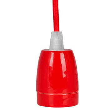 Fitting Keramiek Rood E27, Nieuw