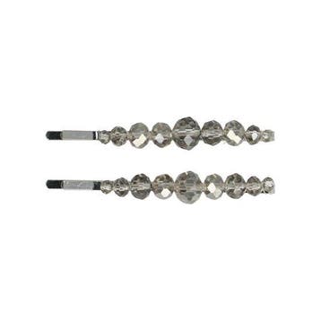 Haarspeld schuifspeldjes 7cm - Facetkralen Rond - Grijs -, Nieuw