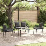 vidaXL Tuin eettafelset 3 pcs Zwart en Anthraciet poly, Verzenden, Nieuw, Rotan, 3 zitplaatsen