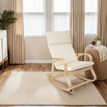 Schommelstoel Roca van berkenhout 150kg - beige, Verzenden, Nieuw