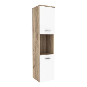 Kolomkast Krildihana 131x30x30 cm eikenkleurig wit en zilver, Verzenden, Nieuw