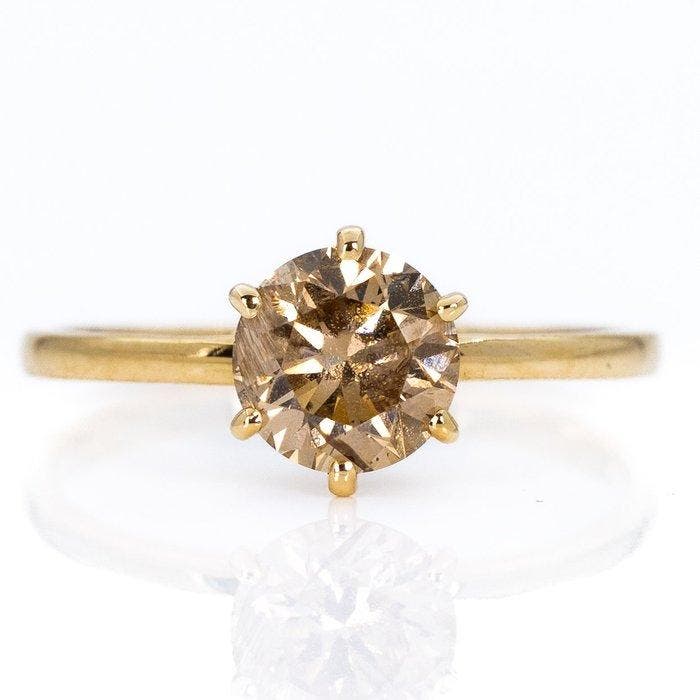 Zonder minimumprijs - Ring - 14 karaat Geel goud - 1.15ct., Sieraden, Tassen en Uiterlijk, Ringen