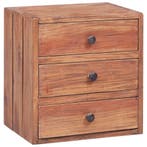 vidaXL Nachtkastje met 3 lades 35x25x35 cm massief, Minder dan 45 cm, Verzenden, Nieuw, Minder dan 55 cm