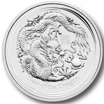 Lunar II - Year of the Dragon - 1 oz 2012 (300.000 oplage), Verzenden, Losse munt, Zilver