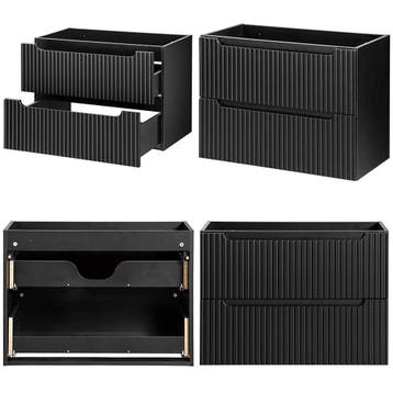 Dubbele wastafelonderkast Newport 60x160x40 cm zwart en eike, Verzenden, Nieuw