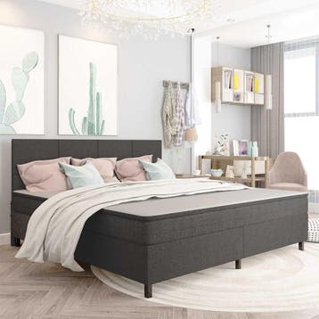 vidaXL Boxspring stof donkergrijs 200x200 cm, Verzenden, Overige maten, 200 cm, Nieuw