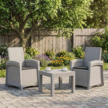 vidaXL Ligstoel in rietenlook 2 st Wit en antracietkleurig, Tuin en Terras, Verzenden, Nieuw