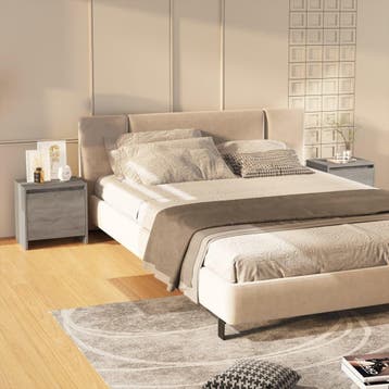 vidaXL Nachtkastjes 2 st 45x34x44,5 cm bewerkt hout grijs, Huis en Inrichting, Slaapkamer | Nachtkastjes, Minder dan 45 cm, Verzenden