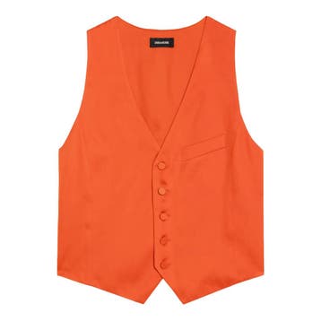 Zadig & Voltaire • oranje satijnen gilet • XS, Kleding | Dames, Zadig & Voltaire, Verzenden, Nieuw, Oranje