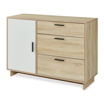 Dressoir Kenta 100x35x72 cm sonoma eiken en wit [en.casa], Huis en Inrichting, Kasten | Dressoirs, Verzenden, Nieuw