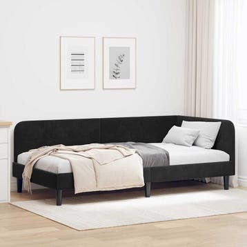 vidaXL Hoekbedframe Zwart 90 x 190 cm Fluweel, Eenpersoons, Verzenden, Zwart, Nieuw