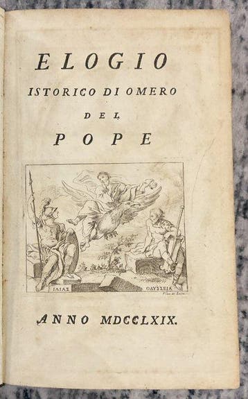Alexander Pope - LElogio Istorico di Omero del Pope - 1769