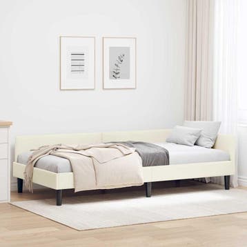 vidaXL Hoekbedframe Crème 90 x 200 cm Fluweel, Huis en Inrichting, Eenpersoons, Verzenden, Nieuw, Crème
