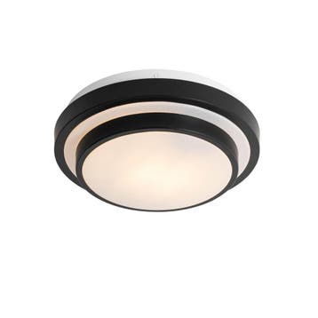 Moderne plafondlamp zwart met wit 25cm IP44 - Walden, Verzenden, Nieuw