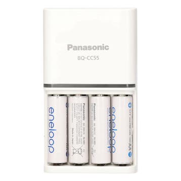 Panasonic BQ-CC55 lader + 4 Eneloop AA batteri met garantie, Ophalen of Verzenden, Gebruikt