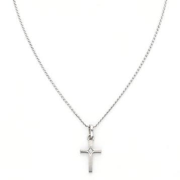 Halsketting - 14 karaat Witgoud Diamant (Natuurlijk), Nieuw
