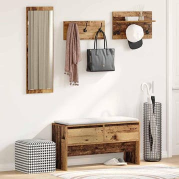 vidaXL Halmeubelset 4 st Oudhout 90 x 31 x 46,5 cm Bewerkt, Verzenden, Nieuw