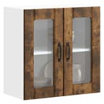 vidaXL Keukenbovenkast met glazen deur Lucca bewerkt hout, Huis en Inrichting, Keuken | Keukenelementen, Verzenden, Nieuw, Bruin