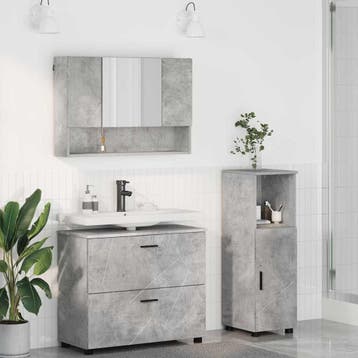 vidaXL Badkamermeubelset 3 st Beton Grijs 76,5 x 35 x 64 cm, Verzenden, Nieuw, Overige typen