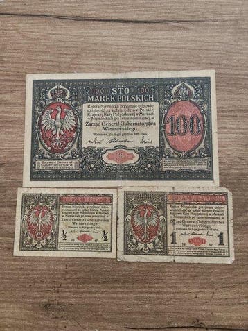 Polen. - 3 Banknotes - 1916 (Zonder minimumprijs)