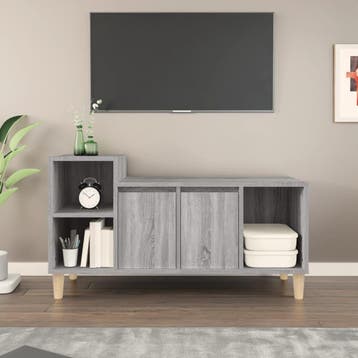 vidaXL Tv-meubel 100x35x55 cm bewerkt hout grijs sonoma, 100 tot 150 cm, Verzenden, Nieuw, Minder dan 100 cm