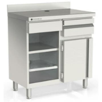 Koffiewerkbank | 600 RANGE | RVS | Draaideur + Afkloplade +, Verzenden, Nieuw in verpakking