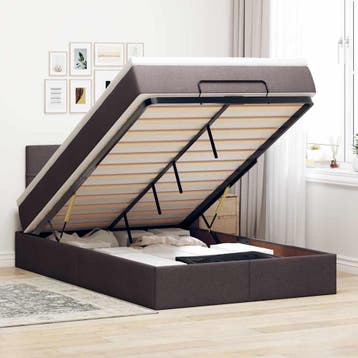 vidaXL Ottoman bed met matras en LEDs 120x200 cm stof, Bruin, Verzenden, Nieuw, Twijfelaar