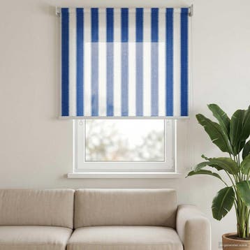 vidaXL Buitenrolgordijn 90% UV-blok Blauw en Witte Streep 60, Verzenden, Nieuw, Blauw