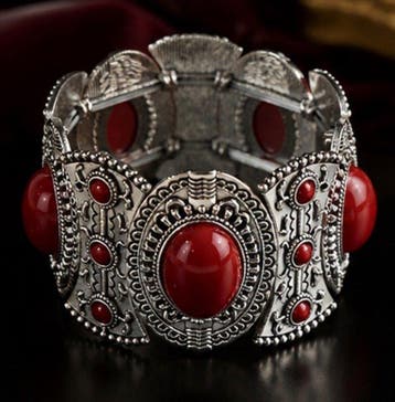 Vintage verzilverd koraal manchetarmband - Armband