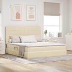 vidaXL Opslag bed met matras met matras Crème 160 x 200 cm, Huis en Inrichting, Slaapkamer | Bedden, Verzenden, Nieuw, Crème, Stof