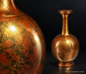 Vaas - Vintage Japanse Takaoka bronzen kunstvaas – goud- en