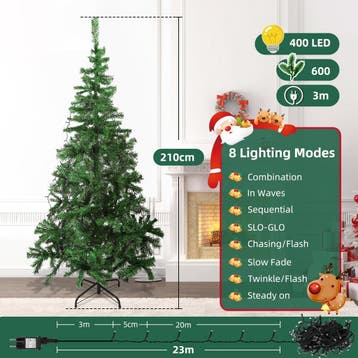 Kerstboom met verlichting - Kunstkerstboom - 210 cm - Met st, Diversen, Verzenden, Zo goed als nieuw
