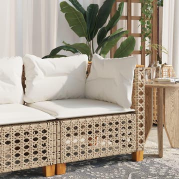 vidaXL Tuinhoekbank met kussens poly rattan beige, Verzenden, Nieuw