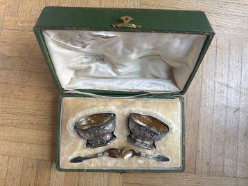 Zoutvat (4) - .950 zilver - Franse zilveren set met twee