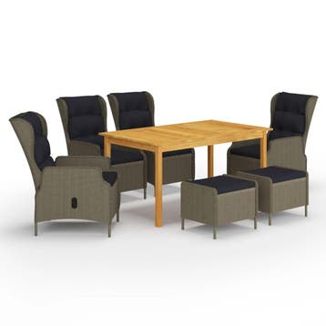 vidaXL 7-delige Tuinset bruin, Tuin en Terras, Tuinsets en Loungesets, Verzenden, Nieuw, Hardhout, Tuinset