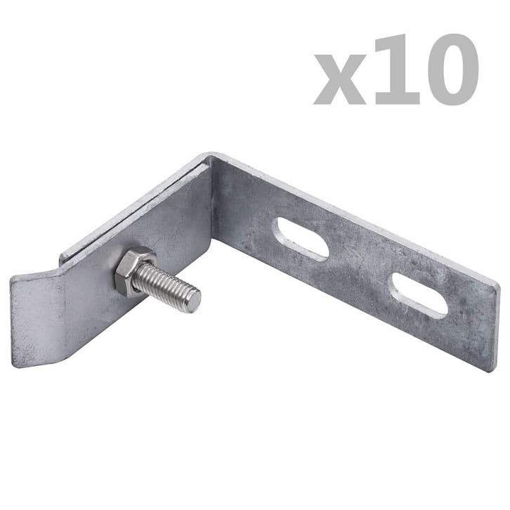 vidaXL Wand hoekverbinding 10 sets zilverkleurig, Tuin en Terras, Tuinhekken en Hekwerk, Nieuw, Verzenden