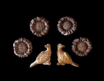 Decoratief ornament (6) - Uccelli e girasoli - Italië - 18