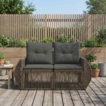 vidaXL Tuinbank 2-Aantal zitplaatsen Grijs poly rattan, Verzenden, Nieuw, Rotan