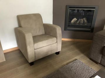 Bruine leren fauteuil - bruin leer, Huis en Inrichting, Fauteuils, Ophalen of Verzenden, Nieuw, Leer