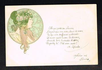 Mucha - Illustrator - Art Nouveau - Postkaart geschreven in, Verzamelen, Gelopen