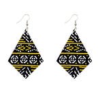 Oorbellen met Afrikaanse print | Ruitvormig - Zwarte Bogolan, Ophalen of Verzenden, Nieuw