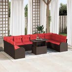 vidaXL Tuin Sofa Set met opslag met kussen 11 pcs Bruin poly, Tuin en Terras, Tuinsets en Loungesets, Verzenden, Nieuw, Rotan