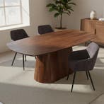 Mangohouten Eettafel Mick Deens ovaal bruin 160×90 cm, Verzenden, Nieuw, Industriële meubels, Ovaal