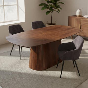 Mangohouten Eettafel Mick Deens ovaal bruin 160×90 cm, Huis en Inrichting, Tafels | Eettafels, Verzenden, Nieuw, Industriële meubels
