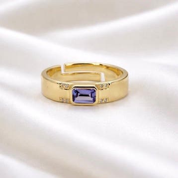 Zonder minimumprijs - Ring Verguld Tanzaniet - Diamant -, Nieuw