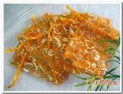 Cadeauzakje giftbag Organza Oranje Goud 7x9 cm, Ophalen of Verzenden, Nieuw