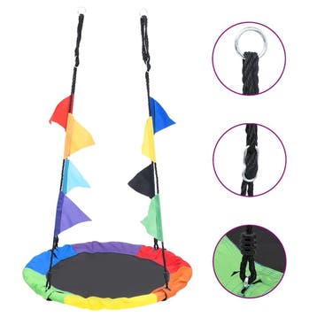 vidaXL Nestschommel met vlaggetjes 100 cm regenboogkleurig, Verzenden, Nieuw