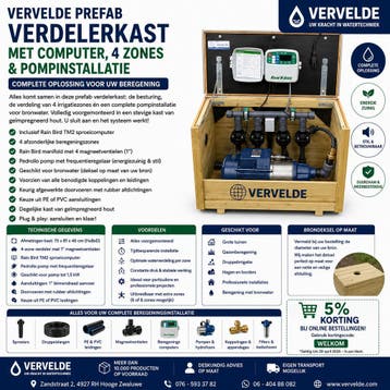 Prefab verdelerkast met computer, 4 zones - met pomp, Tuin en Terras, Ophalen of Verzenden, Nieuw, Bestuurbaar via app