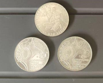 Duitsland, Bondsrepubliek 10 Deutsche Mark 3x 1972 / Olympic