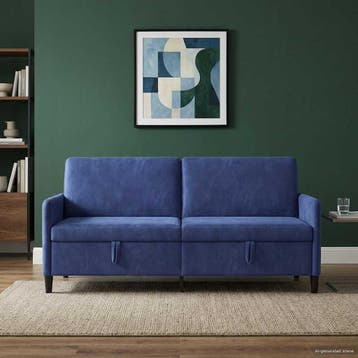 vidaXL Bank met opslag Politieblauw 192 x 78 x 87 cm, Huis en Inrichting, Banken | Bankstellen, Verzenden, Nieuw, Kunststof, Minder dan 150 cm